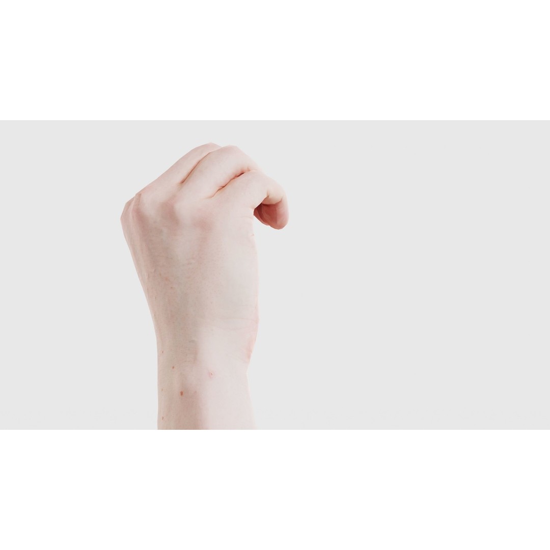 Male Hand Finger Alphabet O 3D Model – Low Poly Character, FBX, Blender - View 20