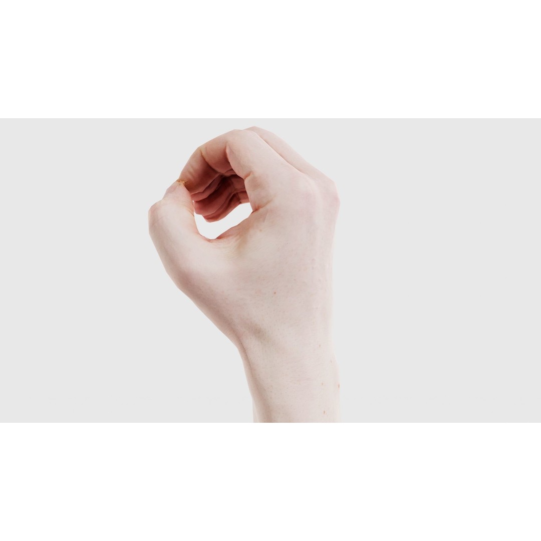 Male Hand Finger Alphabet O 3D Model – Low Poly Character, FBX, Blender - View 24