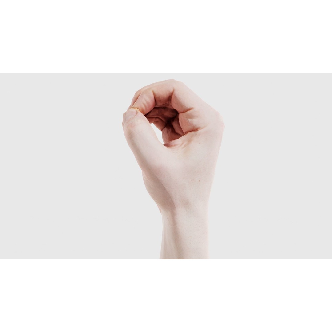 Male Hand Finger Alphabet O 3D Model – Low Poly Character, FBX, Blender - View 25