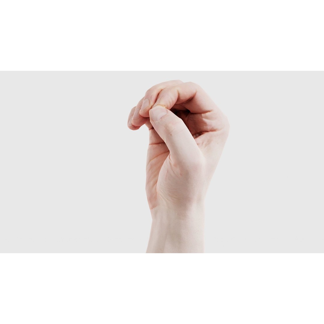 Male Hand Finger Alphabet O 3D Model – Low Poly Character, FBX, Blender - View 26