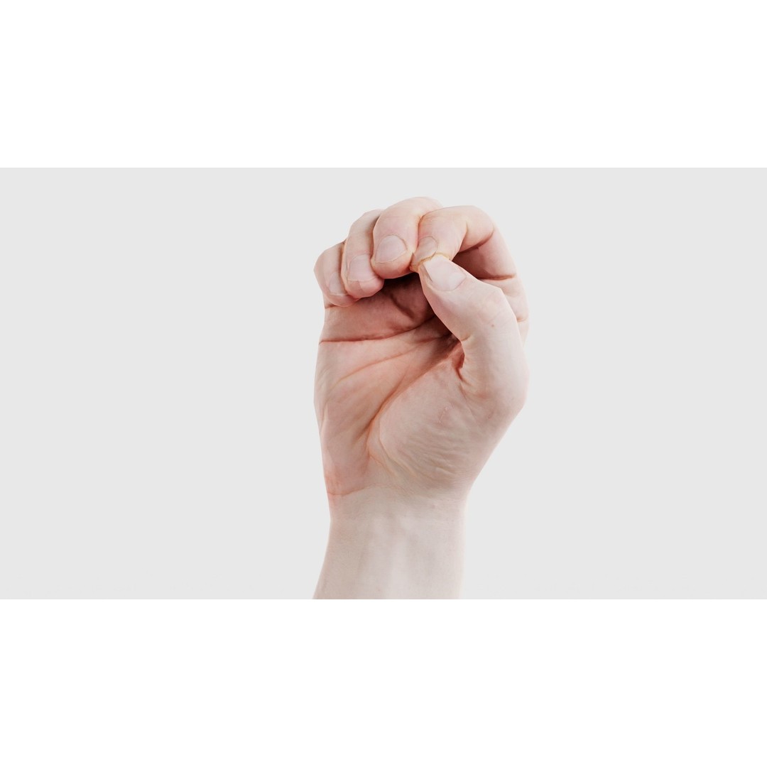 Male Hand Finger Alphabet O 3D Model – Low Poly Character, FBX, Blender - View 27