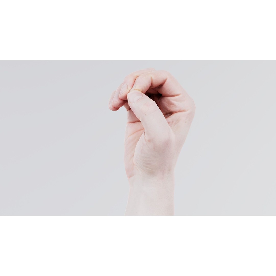 Male Hand Finger Alphabet O 3D Model – Low Poly Character, FBX, Blender - View 4