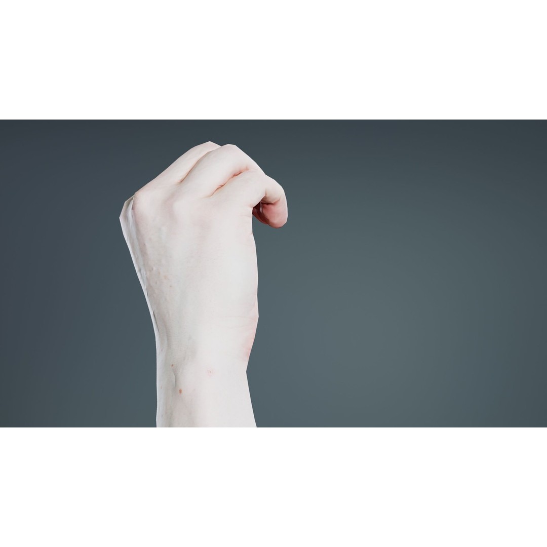 Male Hand Finger Alphabet O 3D Model – Low Poly Character, FBX, Blender - View 5