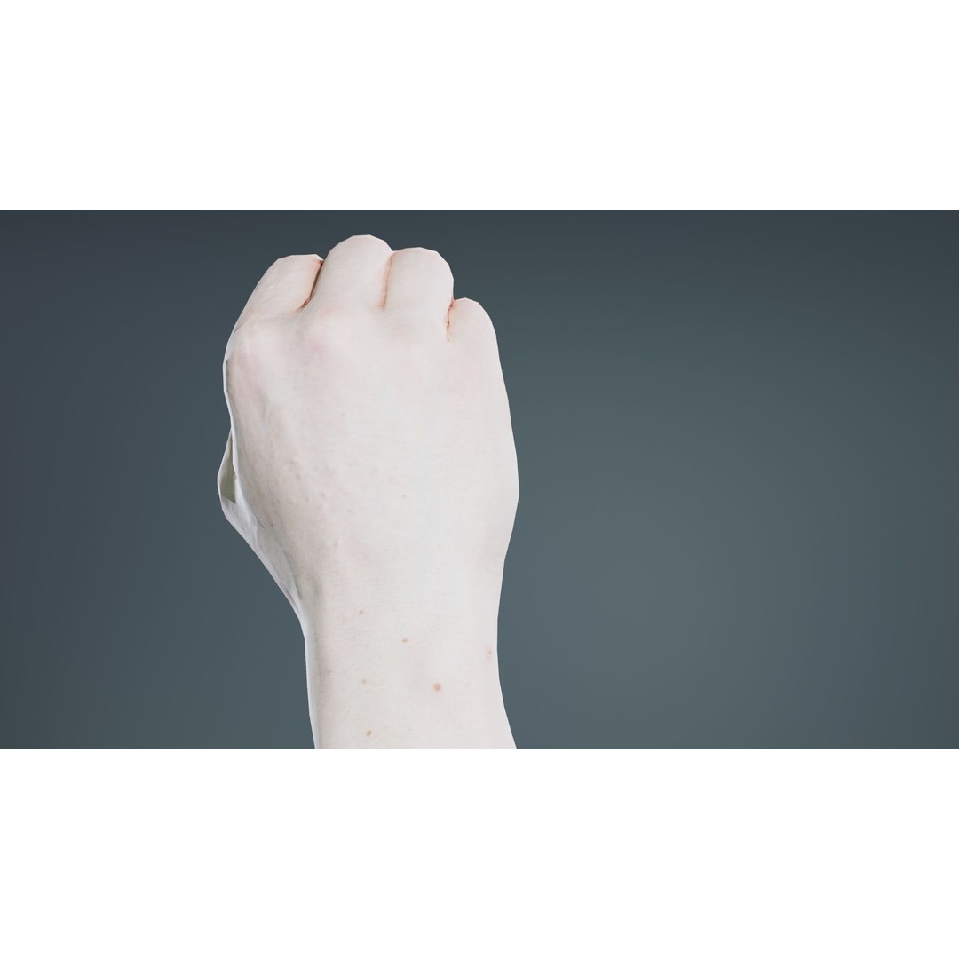 Male Hand Finger Alphabet O 3D Model – Low Poly Character, FBX, Blender - View 7