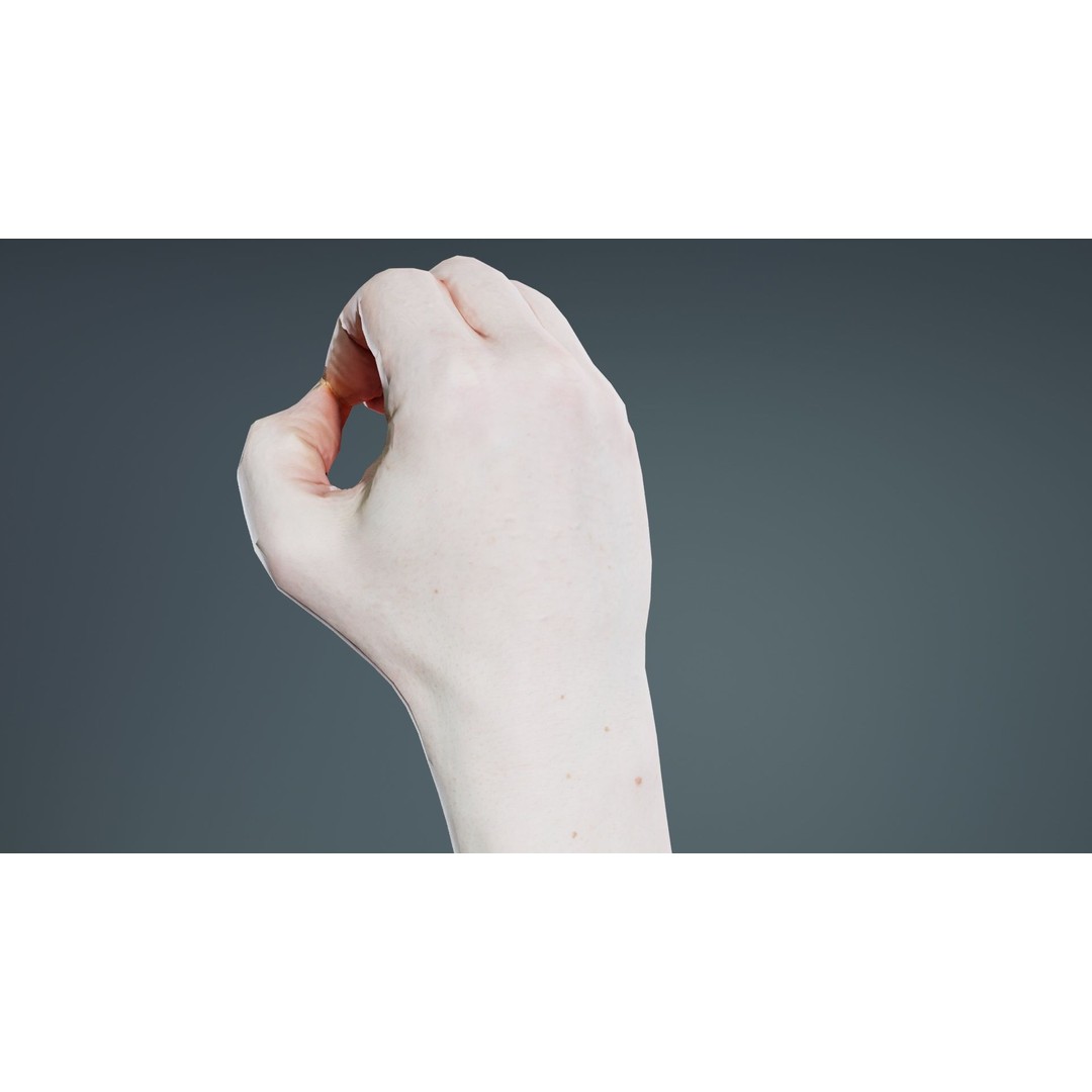 Male Hand Finger Alphabet O 3D Model – Low Poly Character, FBX, Blender - View 8