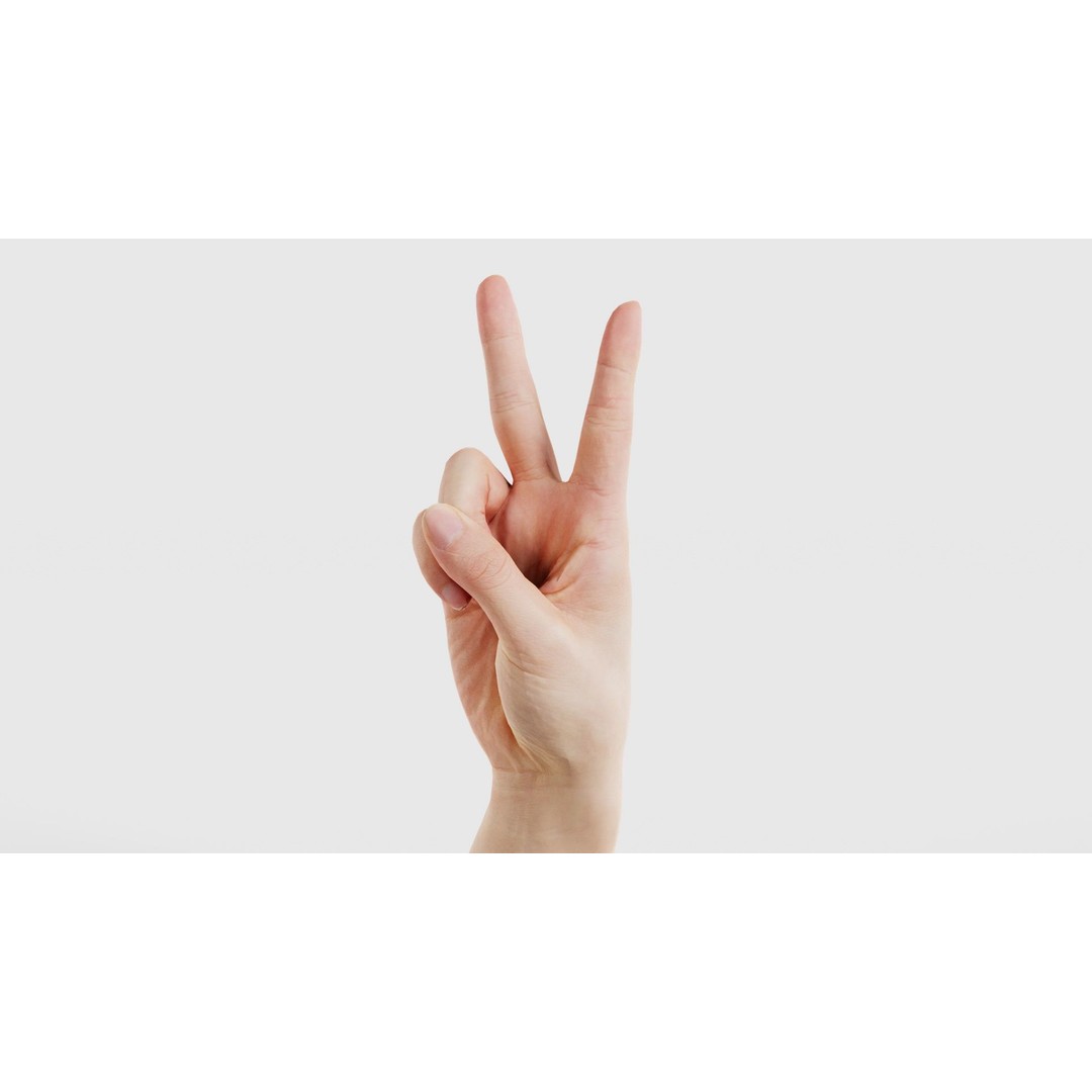 Finger Alphabet V 3D Model – Low Poly Character with PBR Textures, FBX