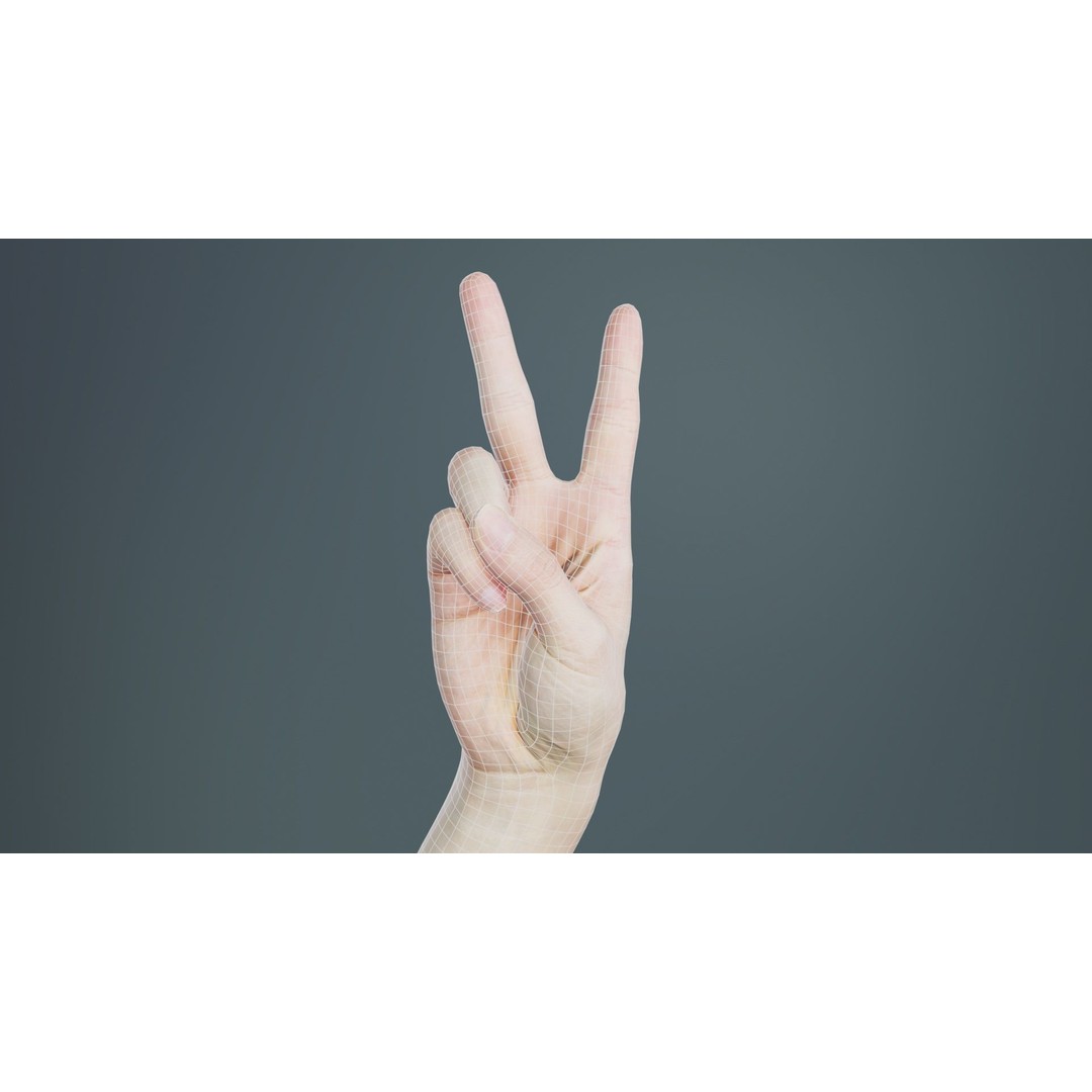 Finger Alphabet V 3D Model – Low Poly Character with PBR Textures, FBX - View 11