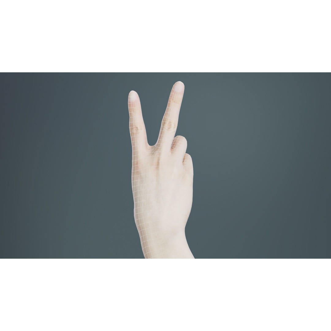 Finger Alphabet V 3D Model – Low Poly Character with PBR Textures, FBX - View 12