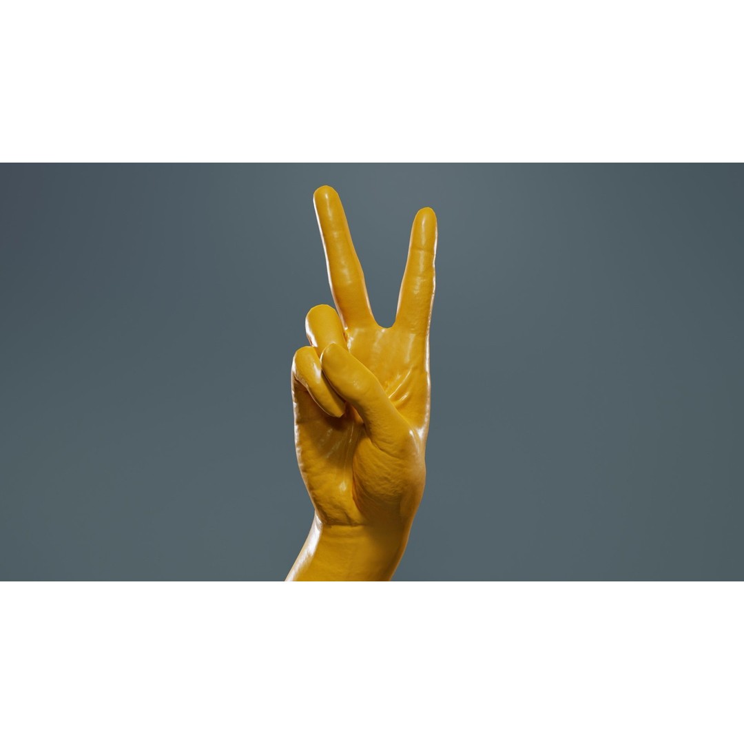 Finger Alphabet V 3D Model – Low Poly Character with PBR Textures, FBX - View 14