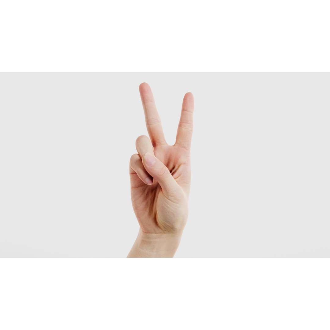 Finger Alphabet V 3D Model – Low Poly Character with PBR Textures, FBX - View 17