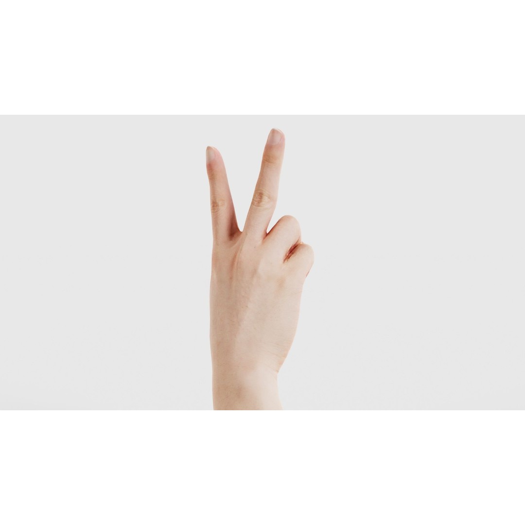 Finger Alphabet V 3D Model – Low Poly Character with PBR Textures, FBX - View 22