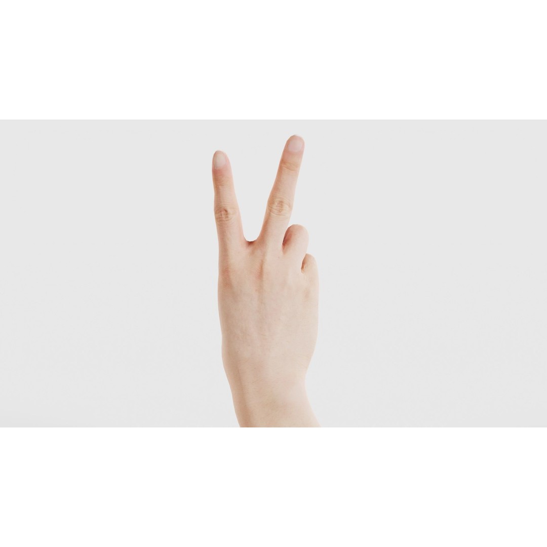 Finger Alphabet V 3D Model – Low Poly Character with PBR Textures, FBX - View 23