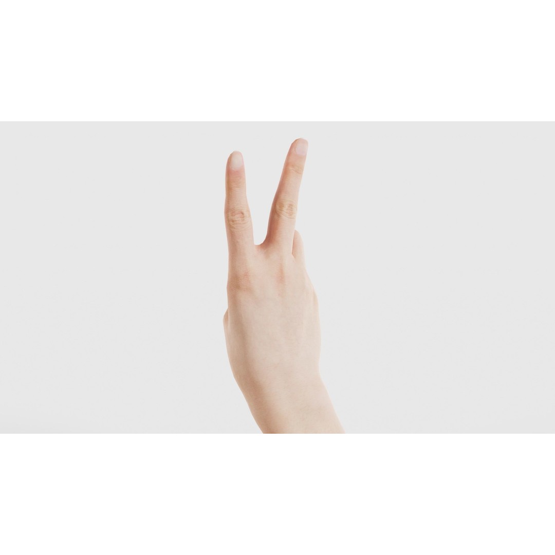 Finger Alphabet V 3D Model – Low Poly Character with PBR Textures, FBX - View 24
