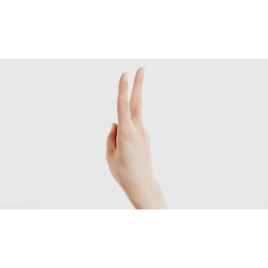 Finger Alphabet V 3D Model – Low Poly Character with PBR Textures, FBX - View 25