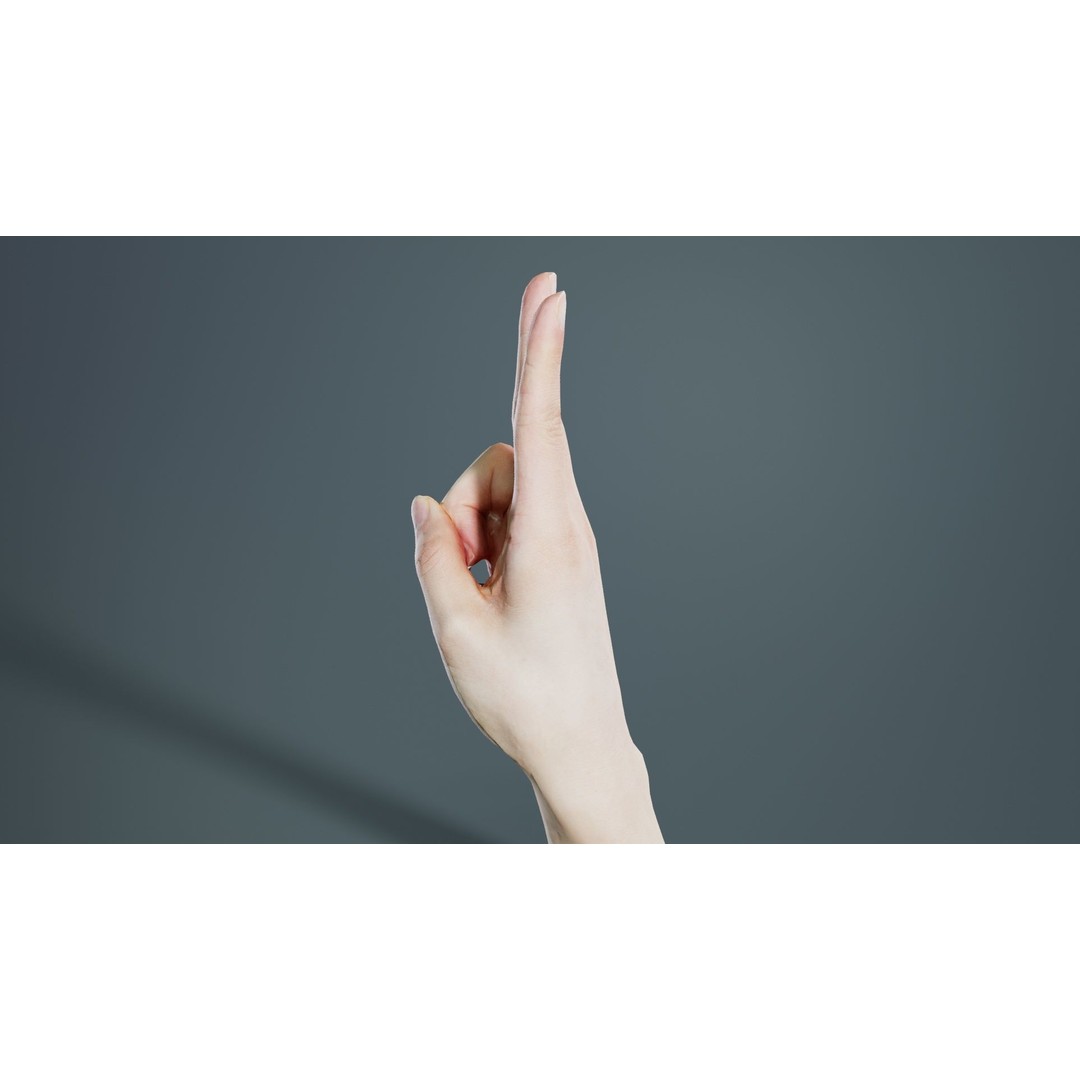 Finger Alphabet V 3D Model – Low Poly Character with PBR Textures, FBX - View 3