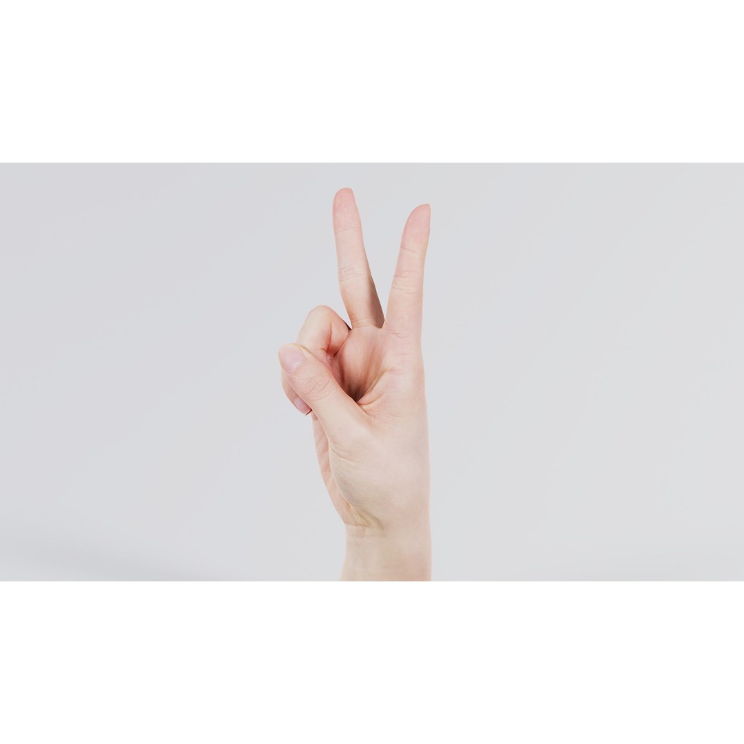 Finger Alphabet V 3D Model – Low Poly Character with PBR Textures, FBX - View 4