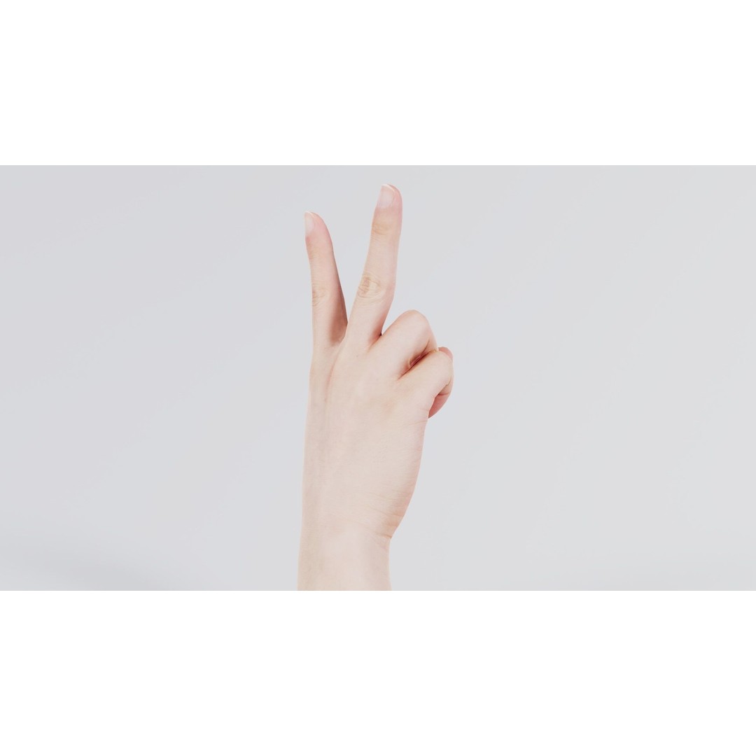 Finger Alphabet V 3D Model – Low Poly Character with PBR Textures, FBX - View 7