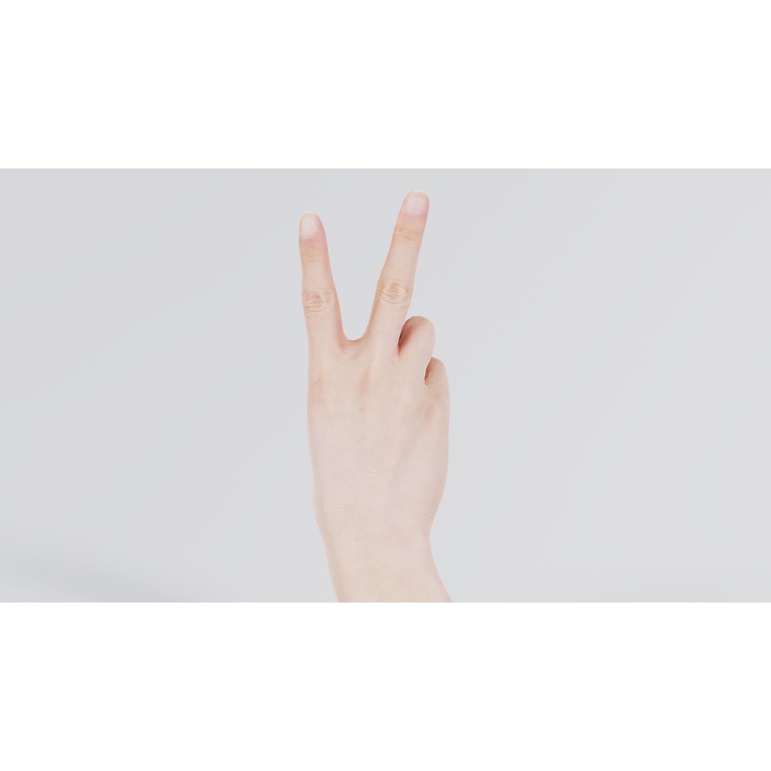 Finger Alphabet V 3D Model – Low Poly Character with PBR Textures, FBX - View 8