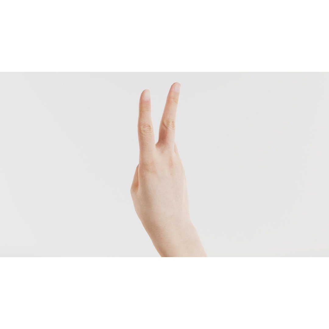 Finger Alphabet V 3D Model – Low Poly Character with PBR Textures, FBX - View 9