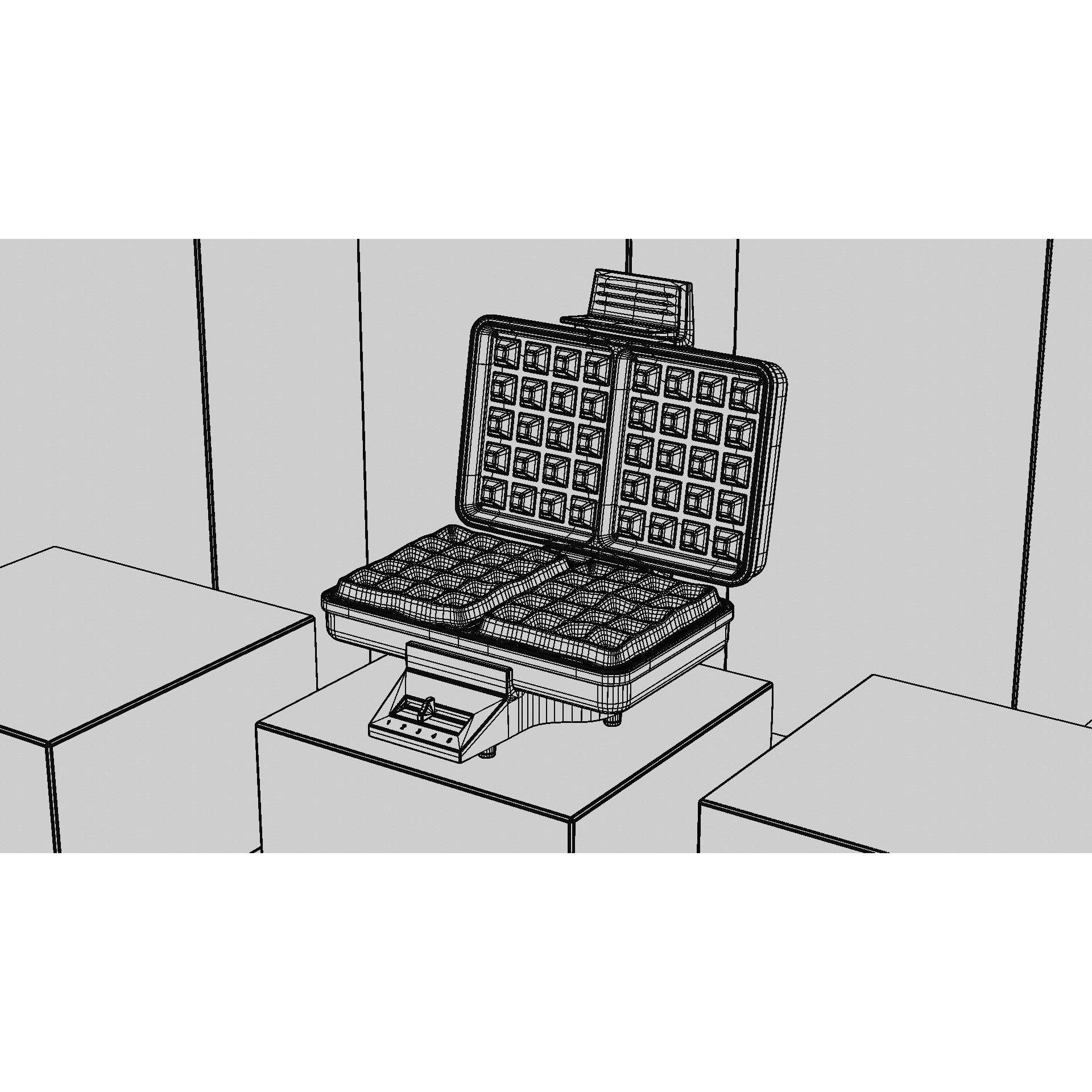 Stylish Waffle Iron - Photorealistic 3D Model