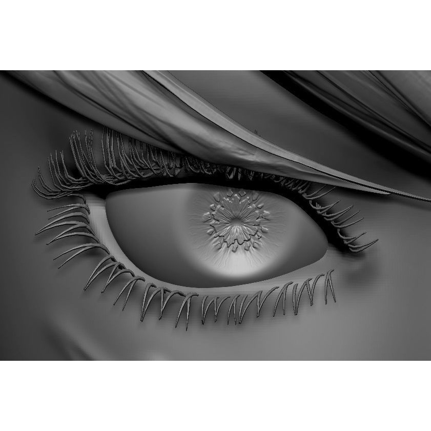 Female Eyes 3D Model – High Poly Realistic Eyeballs and Eyelashes, OBJ/ZTL - View 12