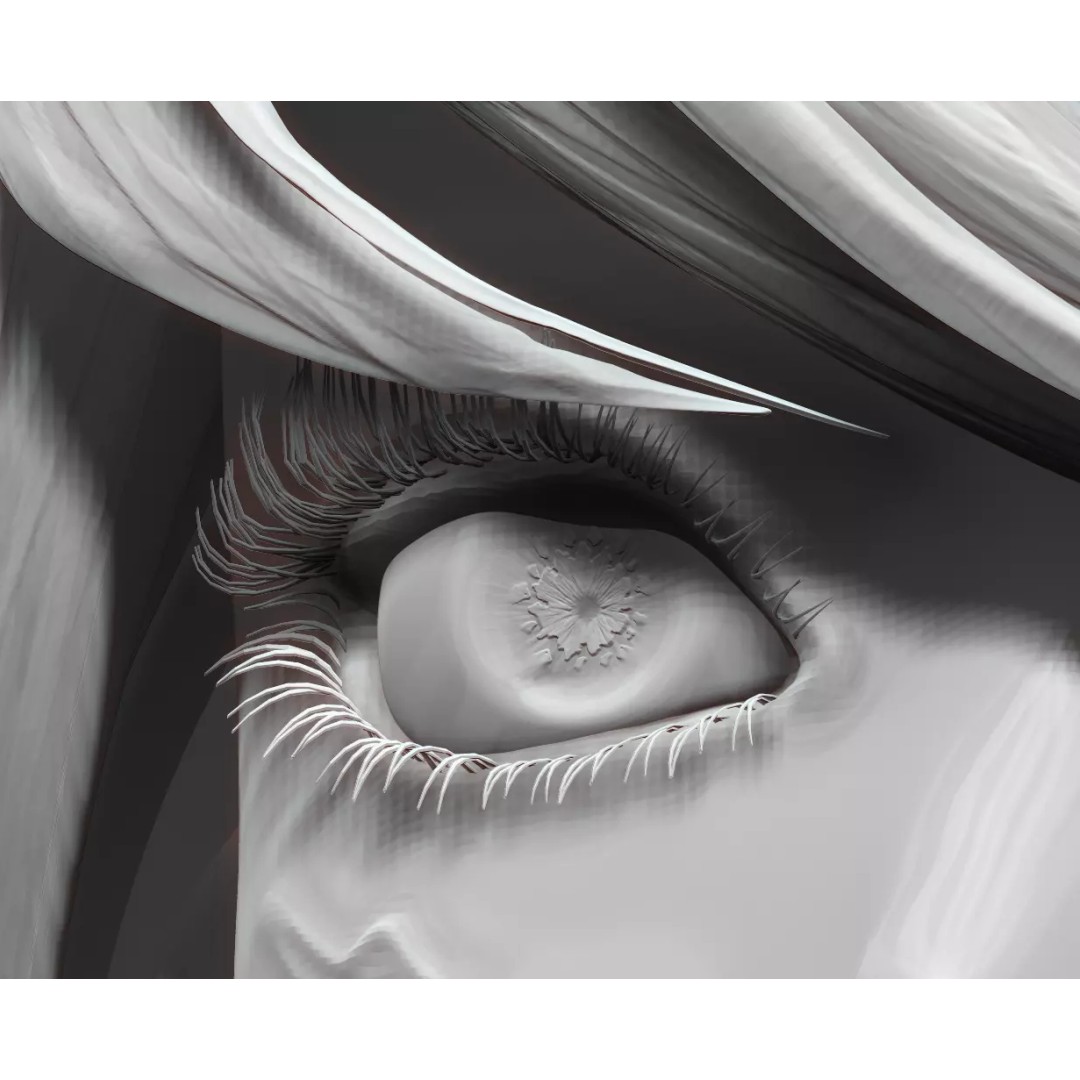 Female Eyes 3D Model – High Poly Realistic Eyeballs and Eyelashes, OBJ/ZTL - View 2