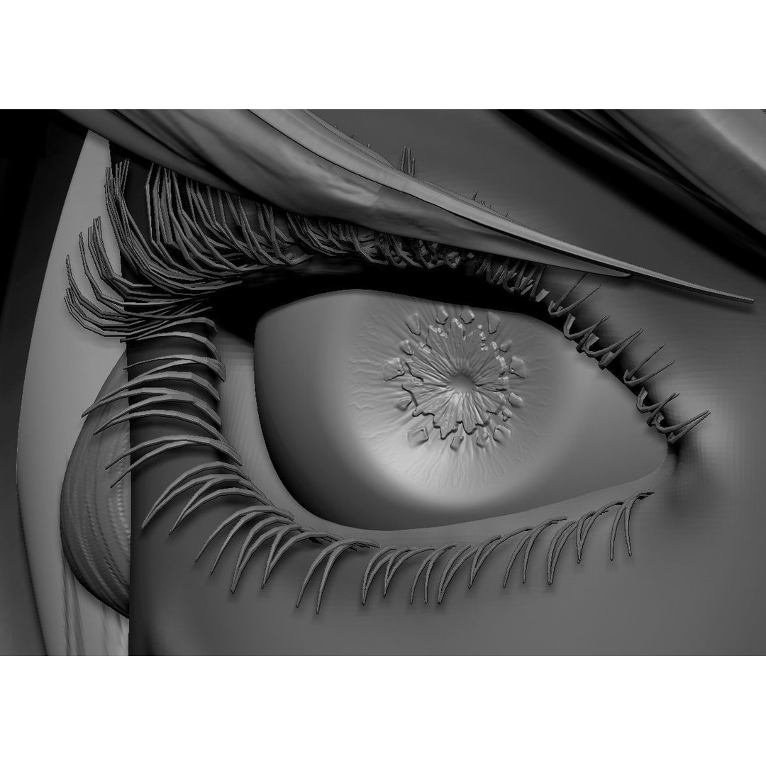 Female Eyes 3D Model – High Poly Realistic Eyeballs and Eyelashes, OBJ/ZTL - View 3