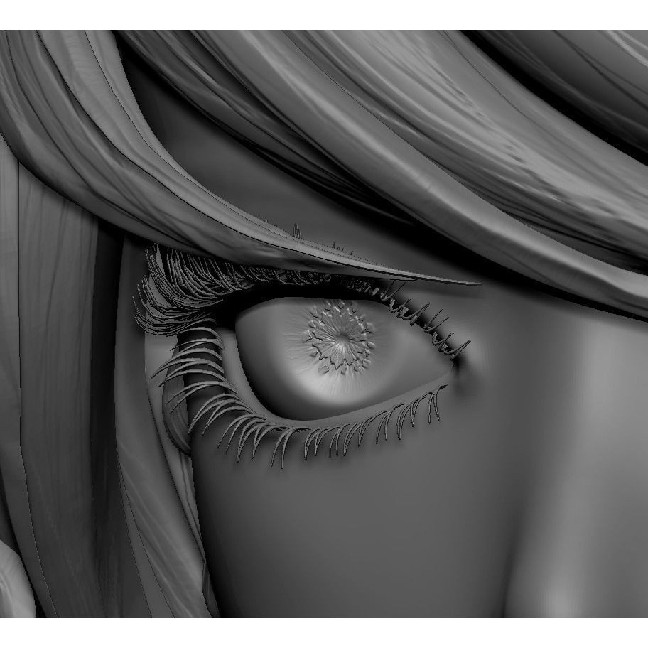 Female Eyes 3D Model – High Poly Realistic Eyeballs and Eyelashes, OBJ/ZTL - View 4