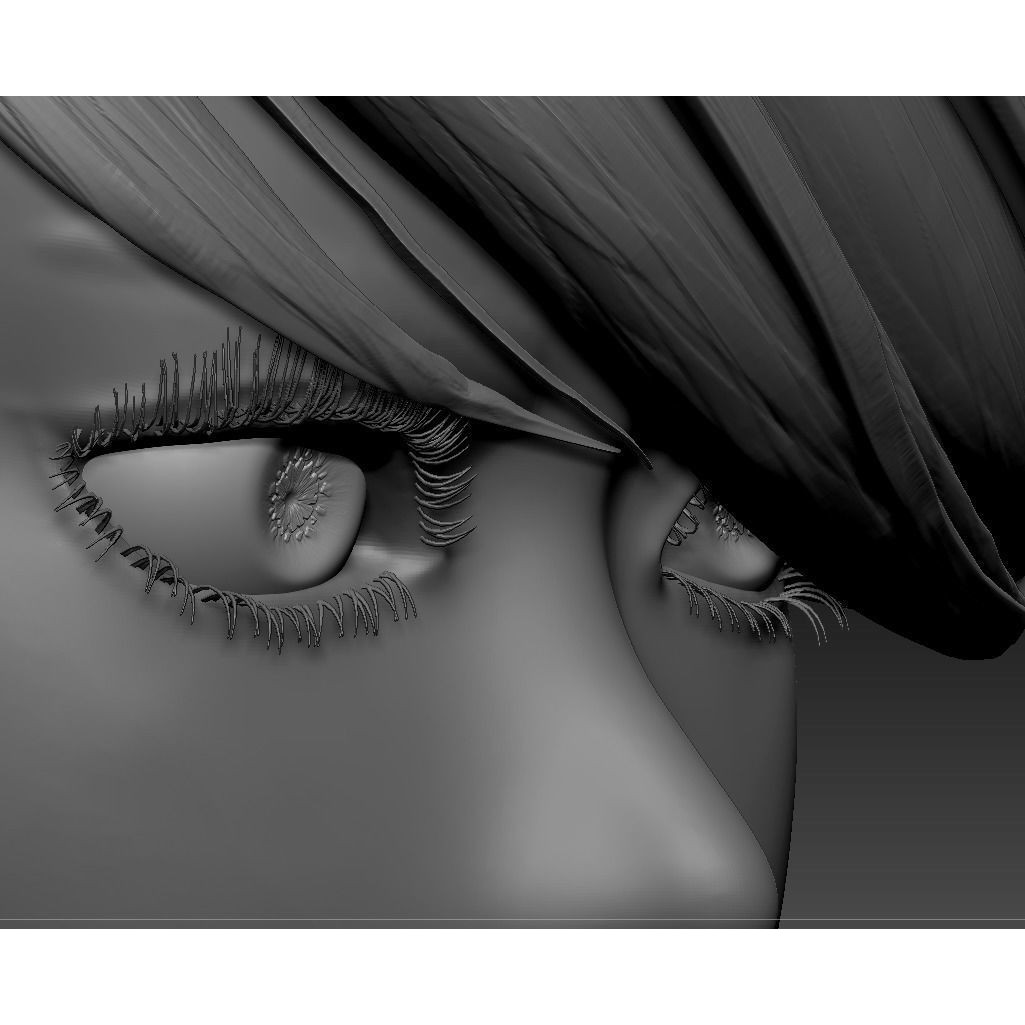 Female Eyes 3D Model – High Poly Realistic Eyeballs and Eyelashes, OBJ/ZTL - View 6