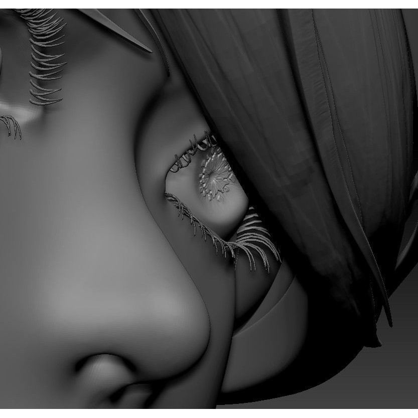 Female Eyes 3D Model – High Poly Realistic Eyeballs and Eyelashes, OBJ/ZTL - View 7