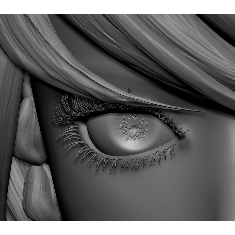 Female Eyes 3D Model – High Poly Realistic Eyeballs and Eyelashes, OBJ/ZTL - View 8