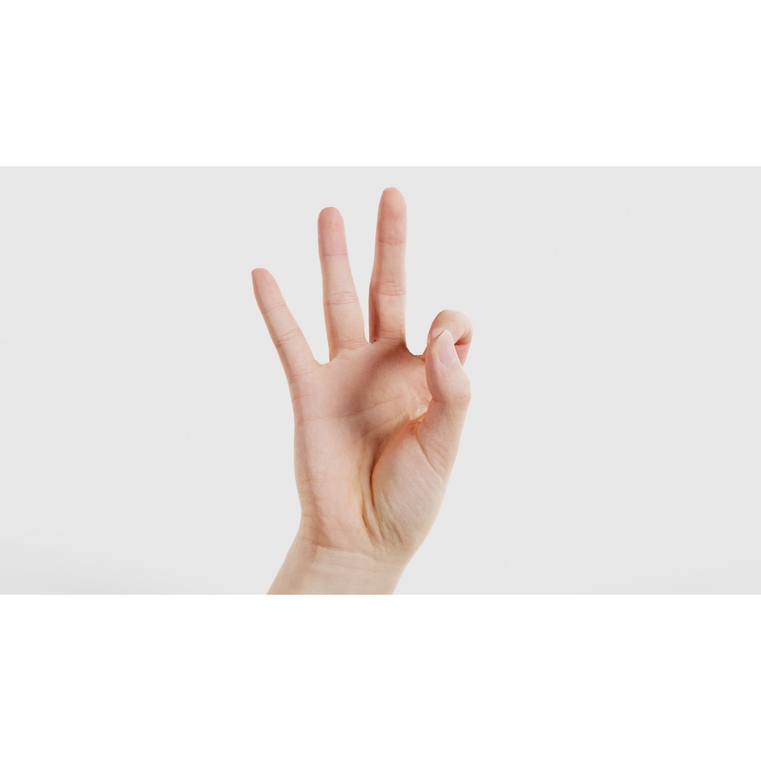 Finger Alphabet F 3D Model – Low Poly Hand Gesture, FBX, Blender