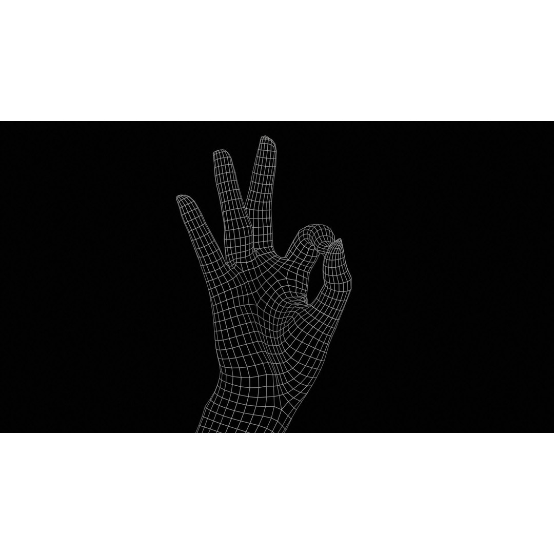 Finger Alphabet F 3D Model – Low Poly Hand Gesture, FBX, Blender - View 13