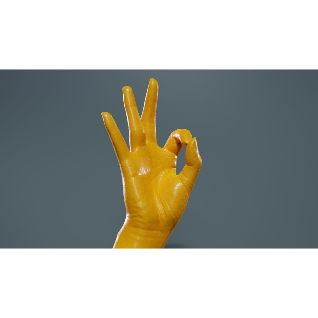 Finger Alphabet F 3D Model – Low Poly Hand Gesture, FBX, Blender - View 14