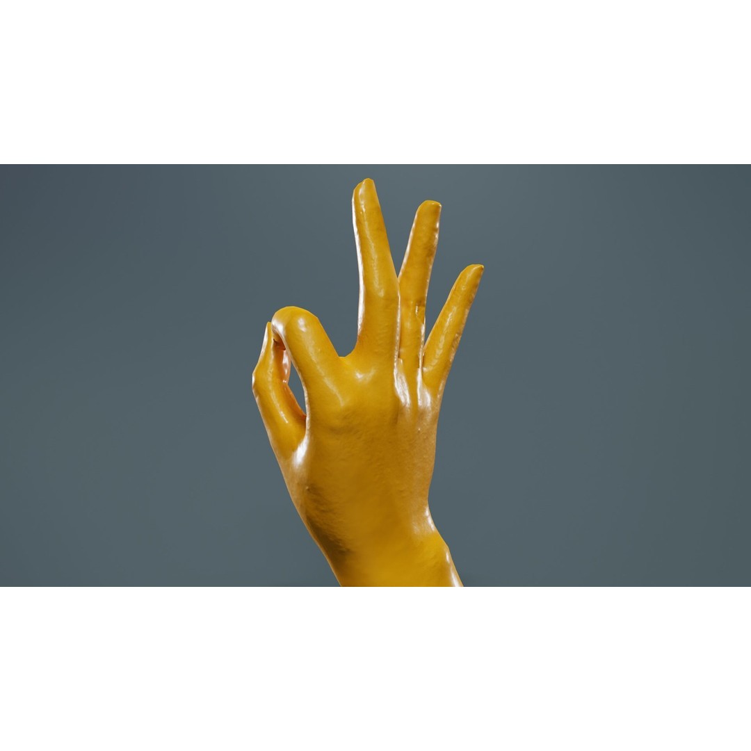 Finger Alphabet F 3D Model – Low Poly Hand Gesture, FBX, Blender - View 15