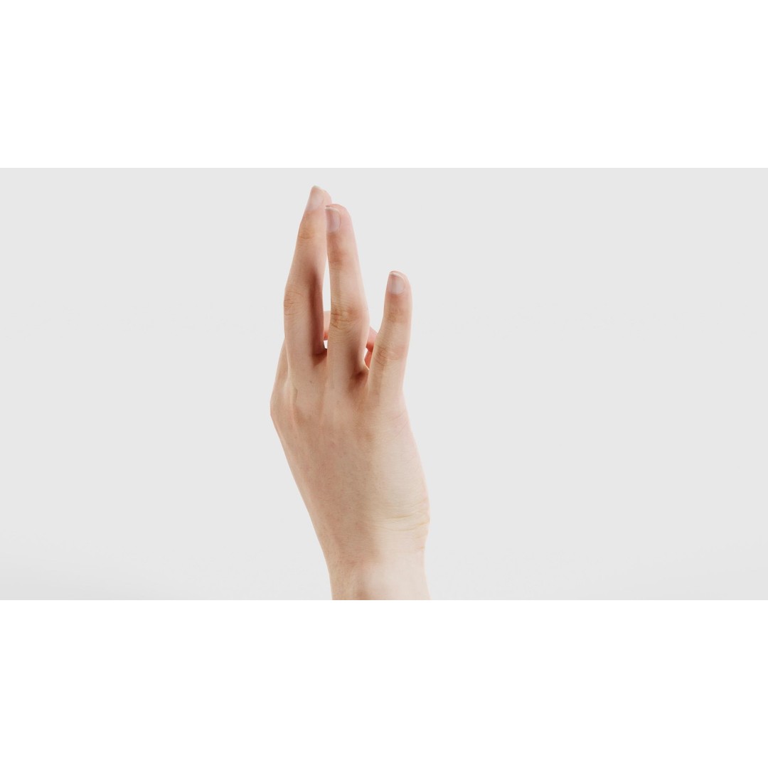 Finger Alphabet F 3D Model – Low Poly Hand Gesture, FBX, Blender - View 20