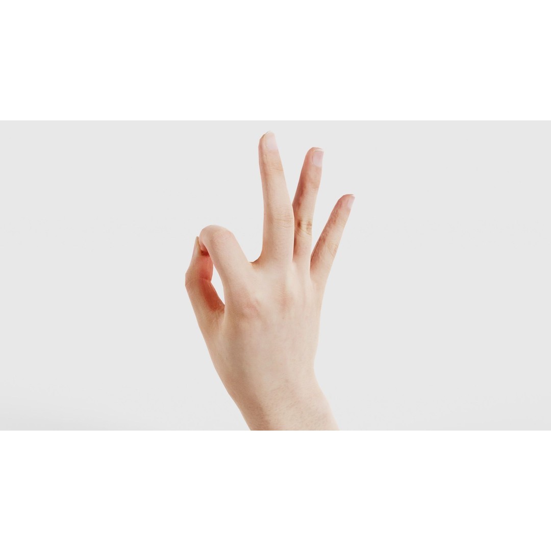 Finger Alphabet F 3D Model – Low Poly Hand Gesture, FBX, Blender - View 23