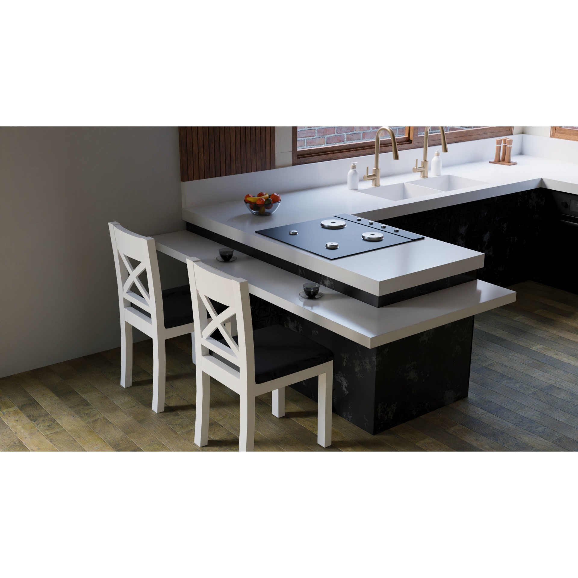 Modern Kitchen Interior - Low-Poly Game-Ready 3D Model - View 3