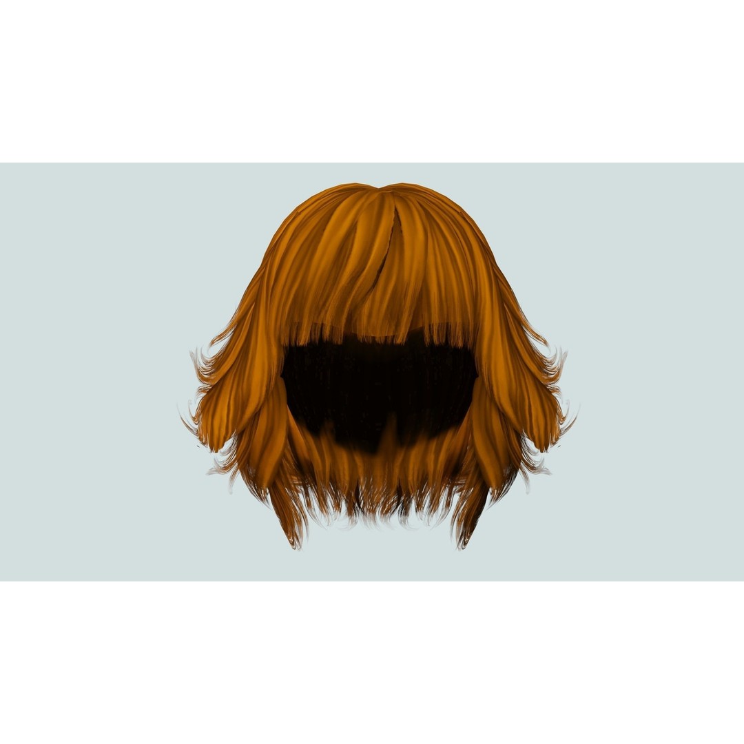 Layered Bob Hair 3D Model – Low Poly Realistic Hair, FBX, PBR - View 11
