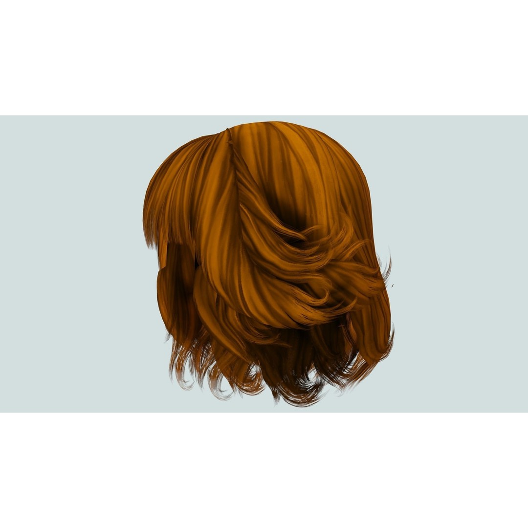 Layered Bob Hair 3D Model – Low Poly Realistic Hair, FBX, PBR - View 12