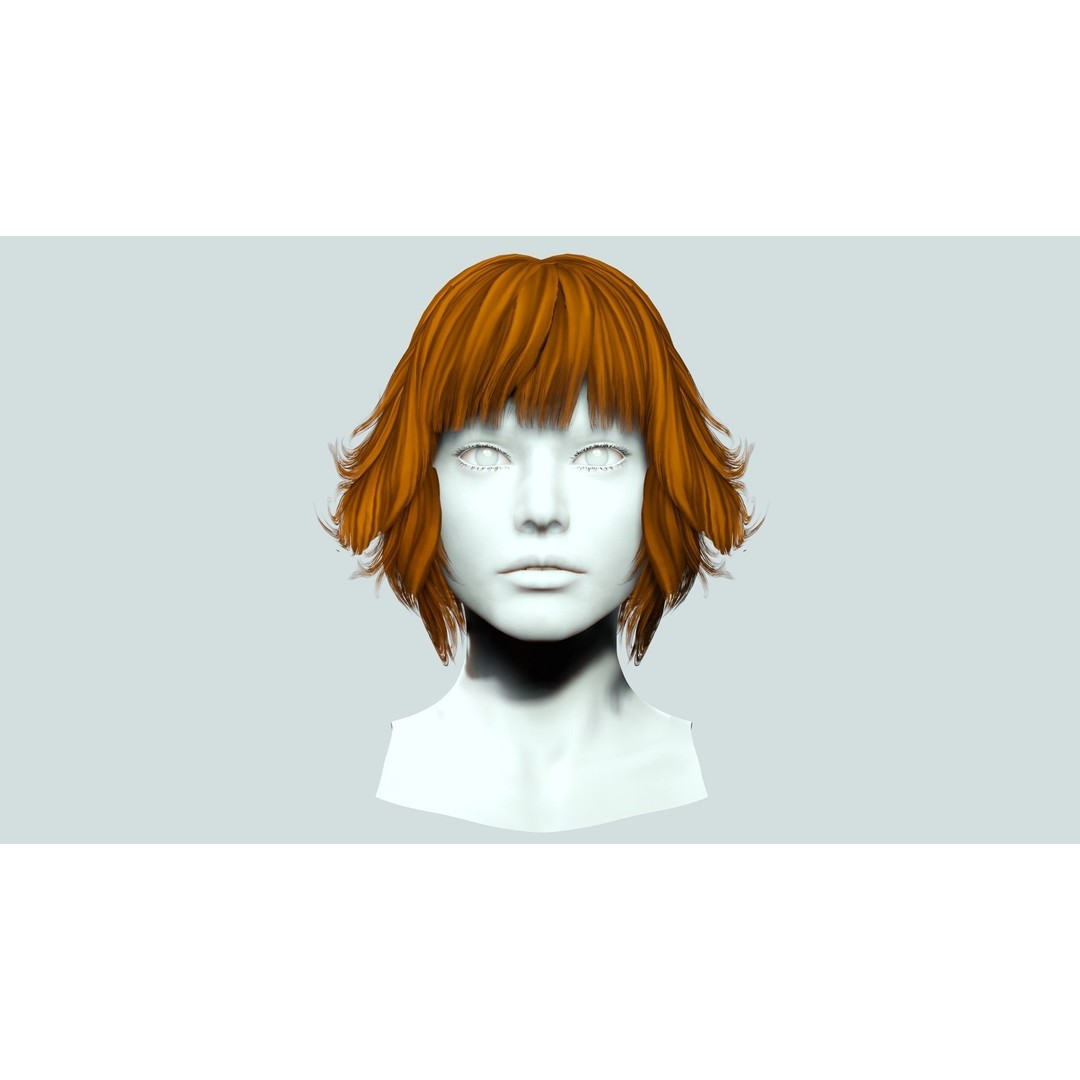 Layered Bob Hair 3D Model – Low Poly Realistic Hair, FBX, PBR - View 5