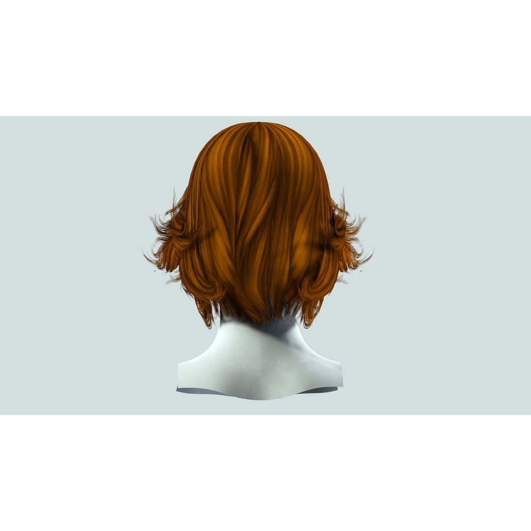 Layered Bob Hair 3D Model – Low Poly Realistic Hair, FBX, PBR - View 8