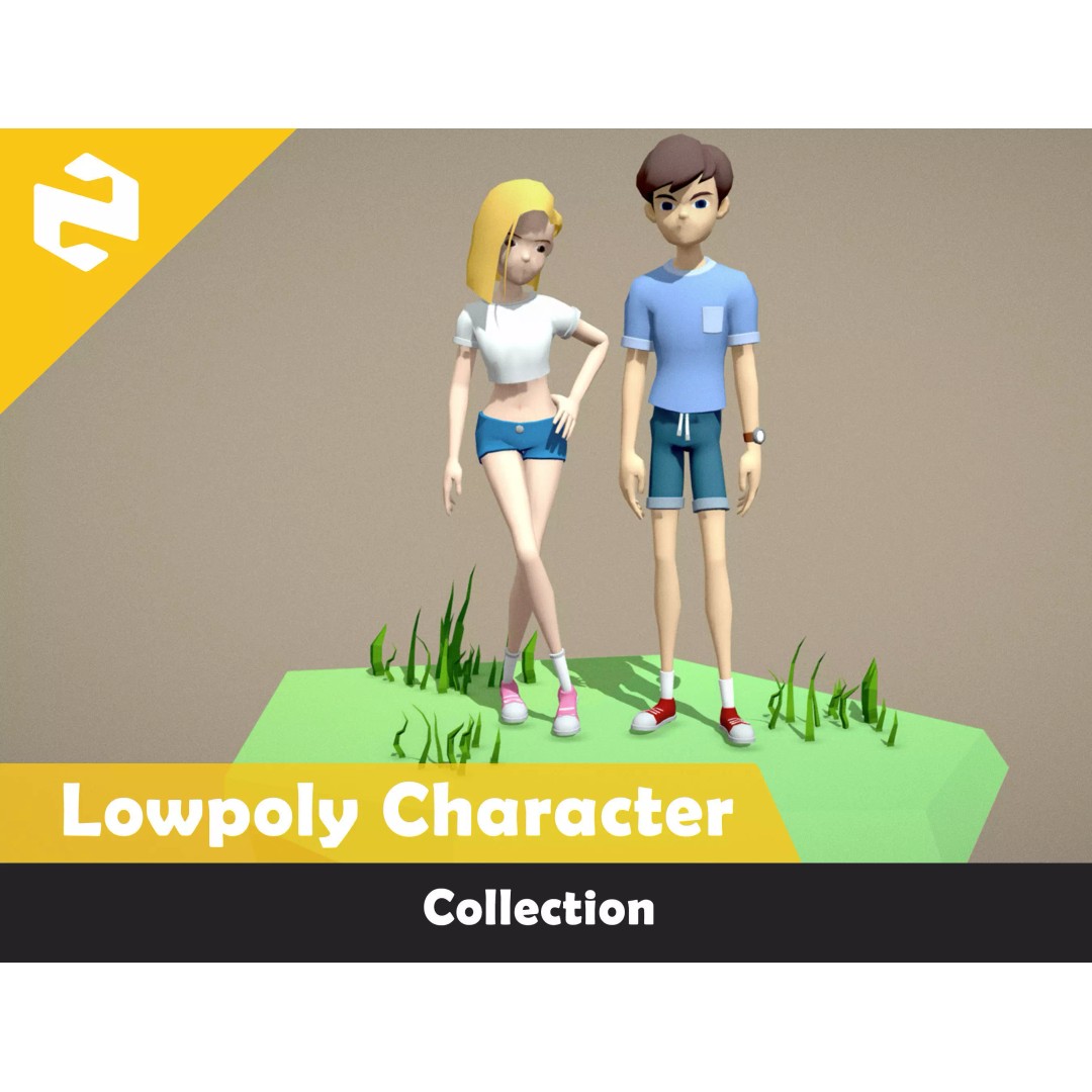 Low-Poly Character Collection 3D Model – Stylized Rigged Characters, FBX - View 2