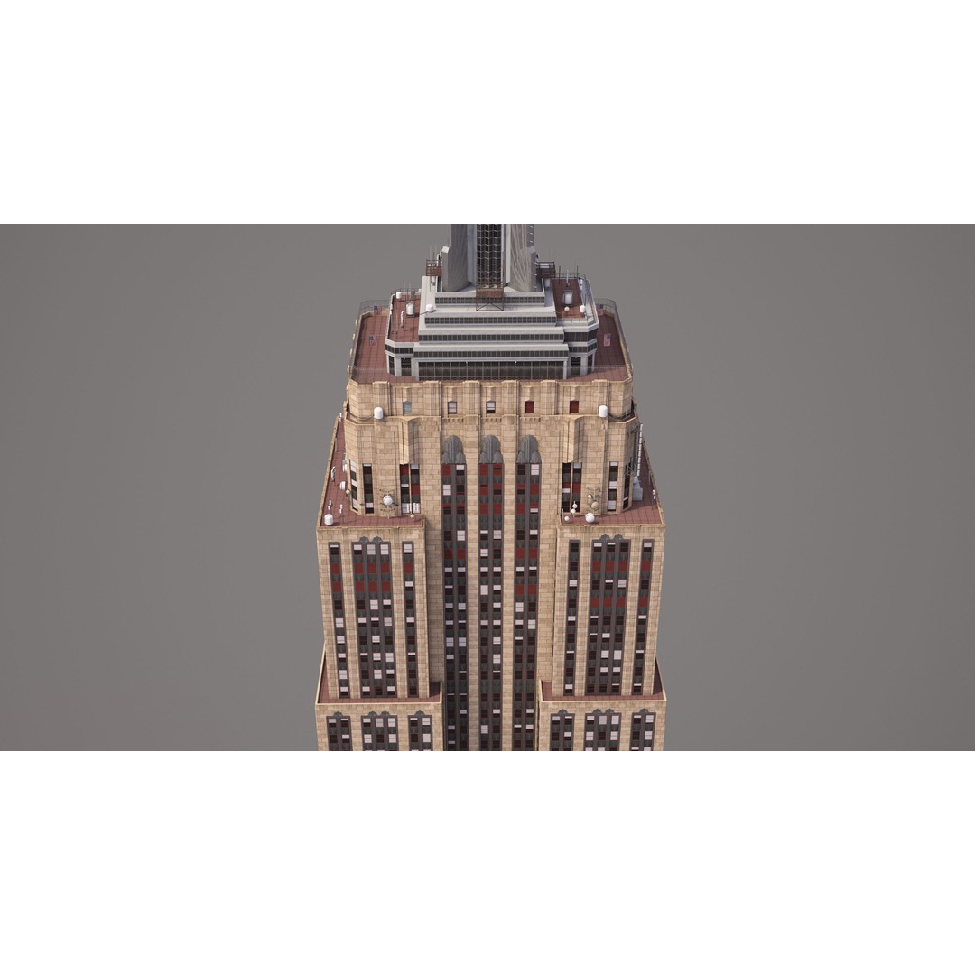 Empire State Building 3D Model – Low Poly Landmark Asset, FBX - View 11