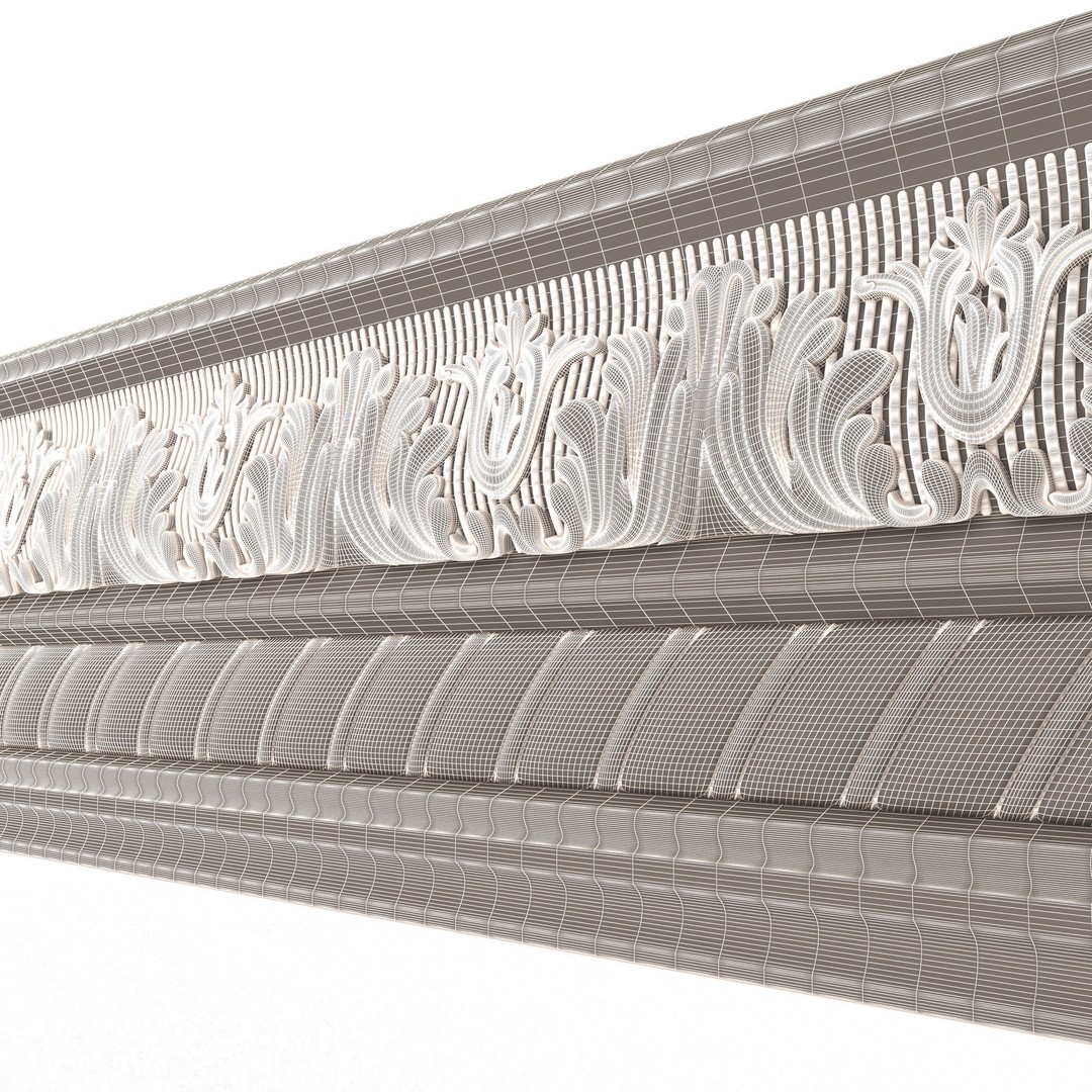 Cornice Decoration Molding 3D Model – Low Poly Architectural Asset, FBX, OBJ - View 11