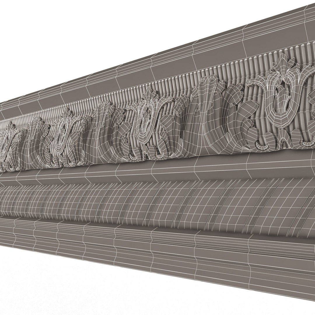 Cornice Decoration Molding 3D Model – Low Poly Architectural Asset, FBX, OBJ - View 17