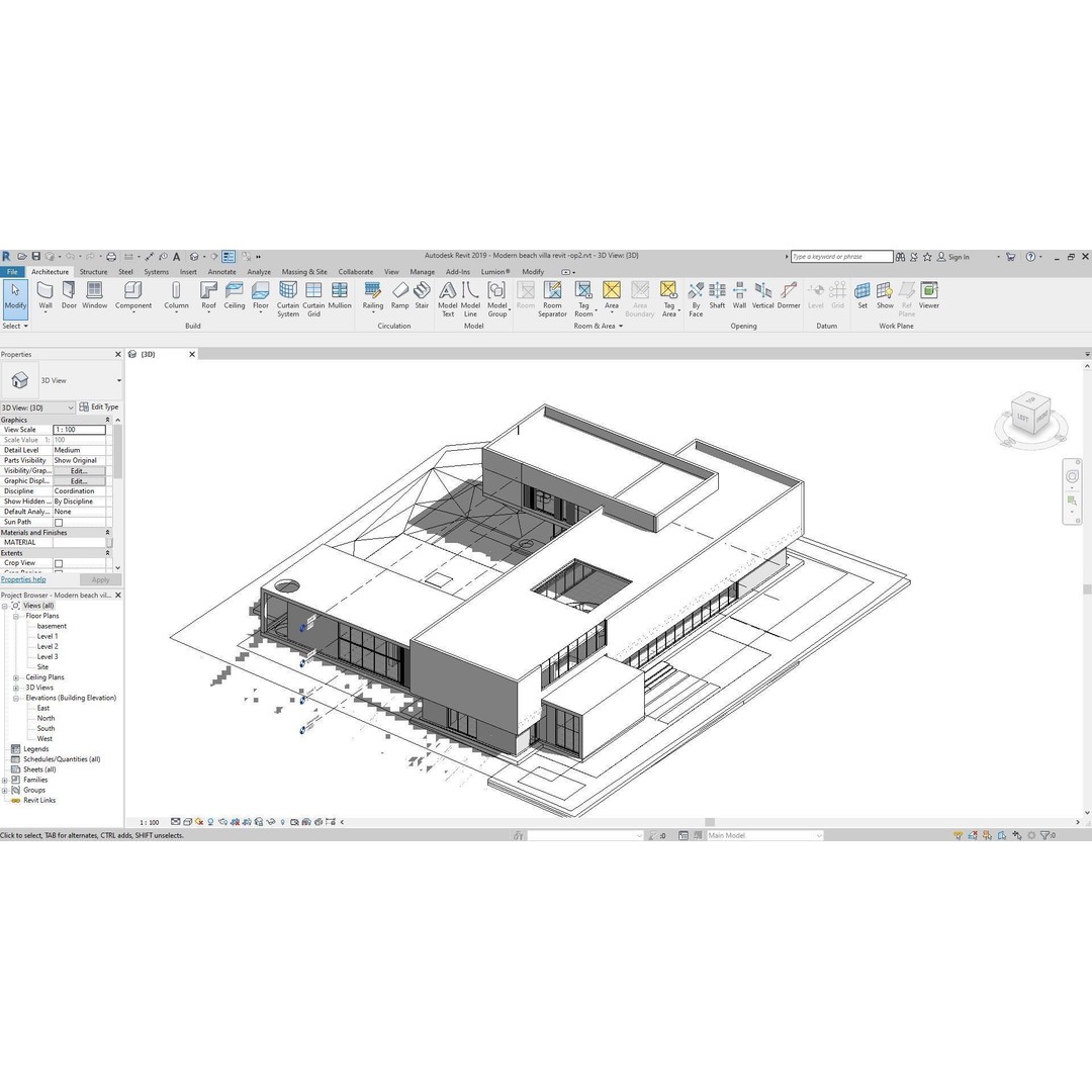 Modern Beach House 3D Model – Luxurious Villa with Revit & Lumion Files