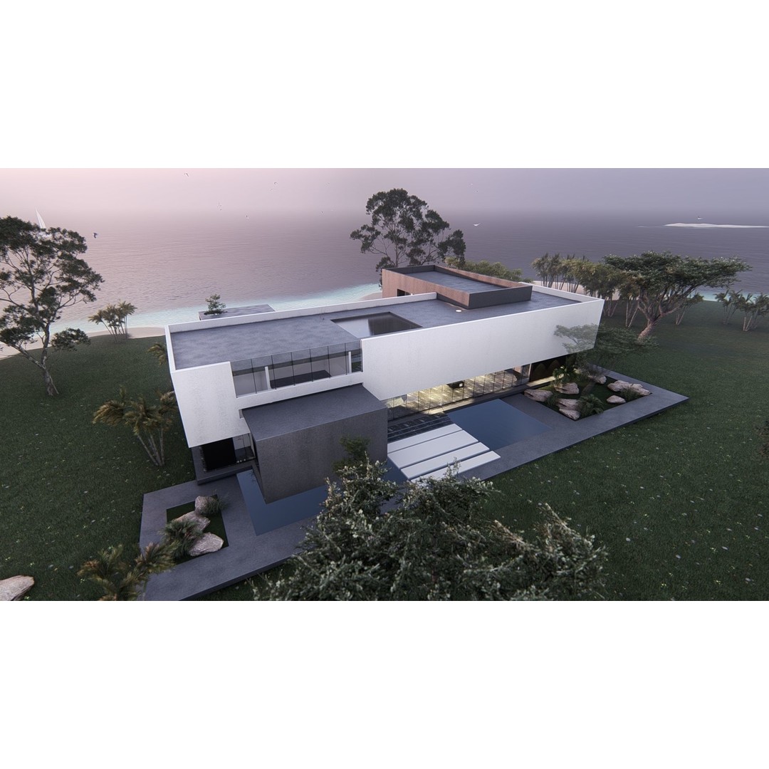 Modern Beach House 3D Model – Luxurious Villa with Revit & Lumion Files - View 10