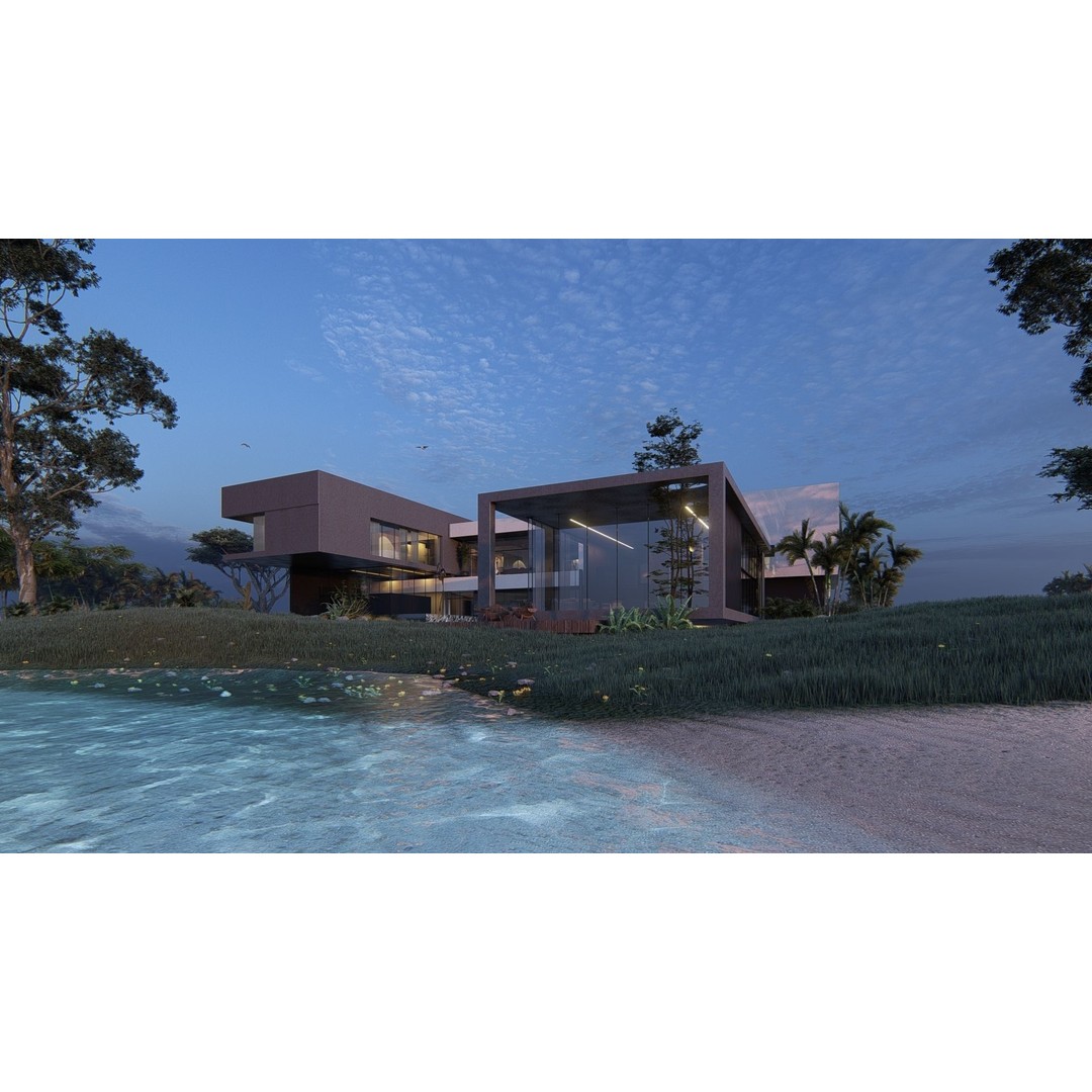 Modern Beach House 3D Model – Luxurious Villa with Revit & Lumion Files - View 9