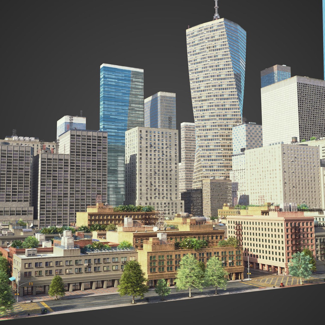 Realistic City 3D Model – Low Poly Urban Asset with V-Ray Setup - View 9